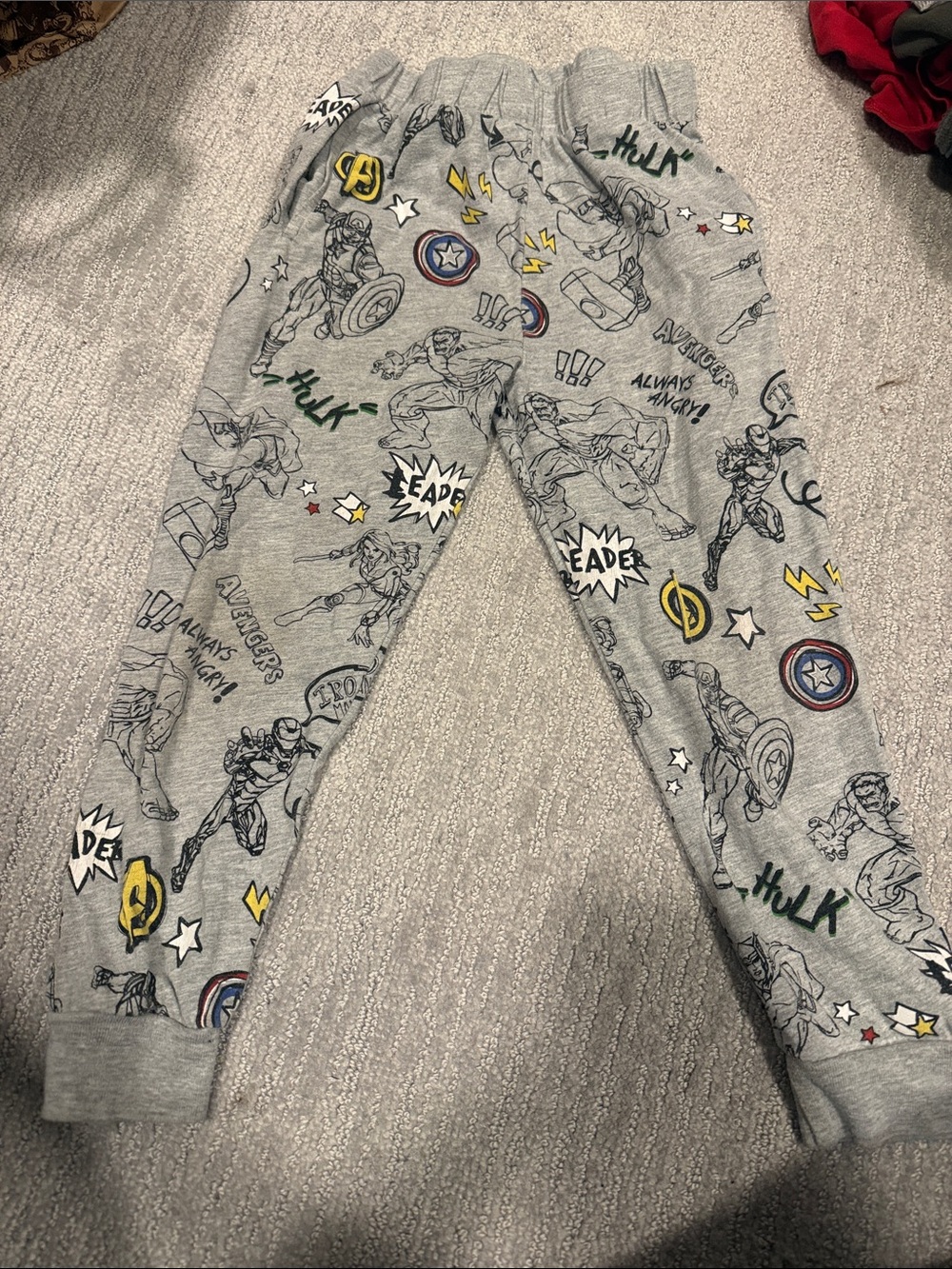 Marvel Grey Avengers Graphic Jogger Pants with Yellow & Green Accents